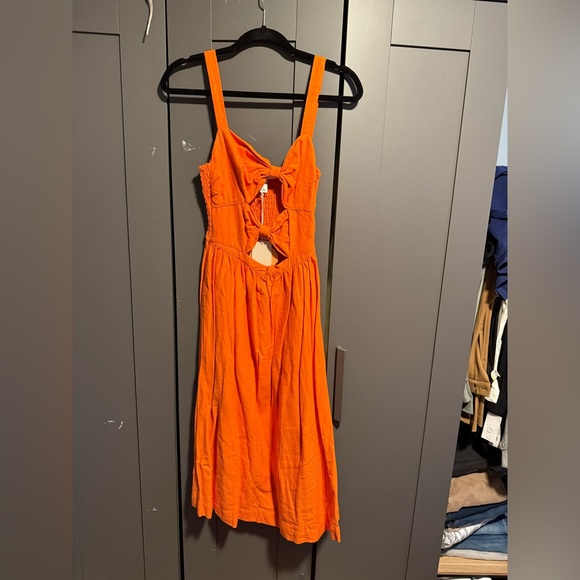 Fe Noel x Target - Double Cut Out Orange Midi Dress Size Small - Picture 5 of 6